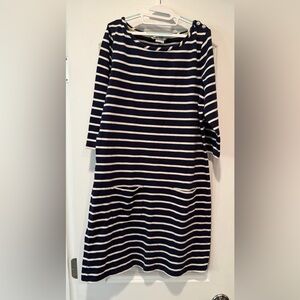 Boden Navy and White Striped Long-Sleeve Dress